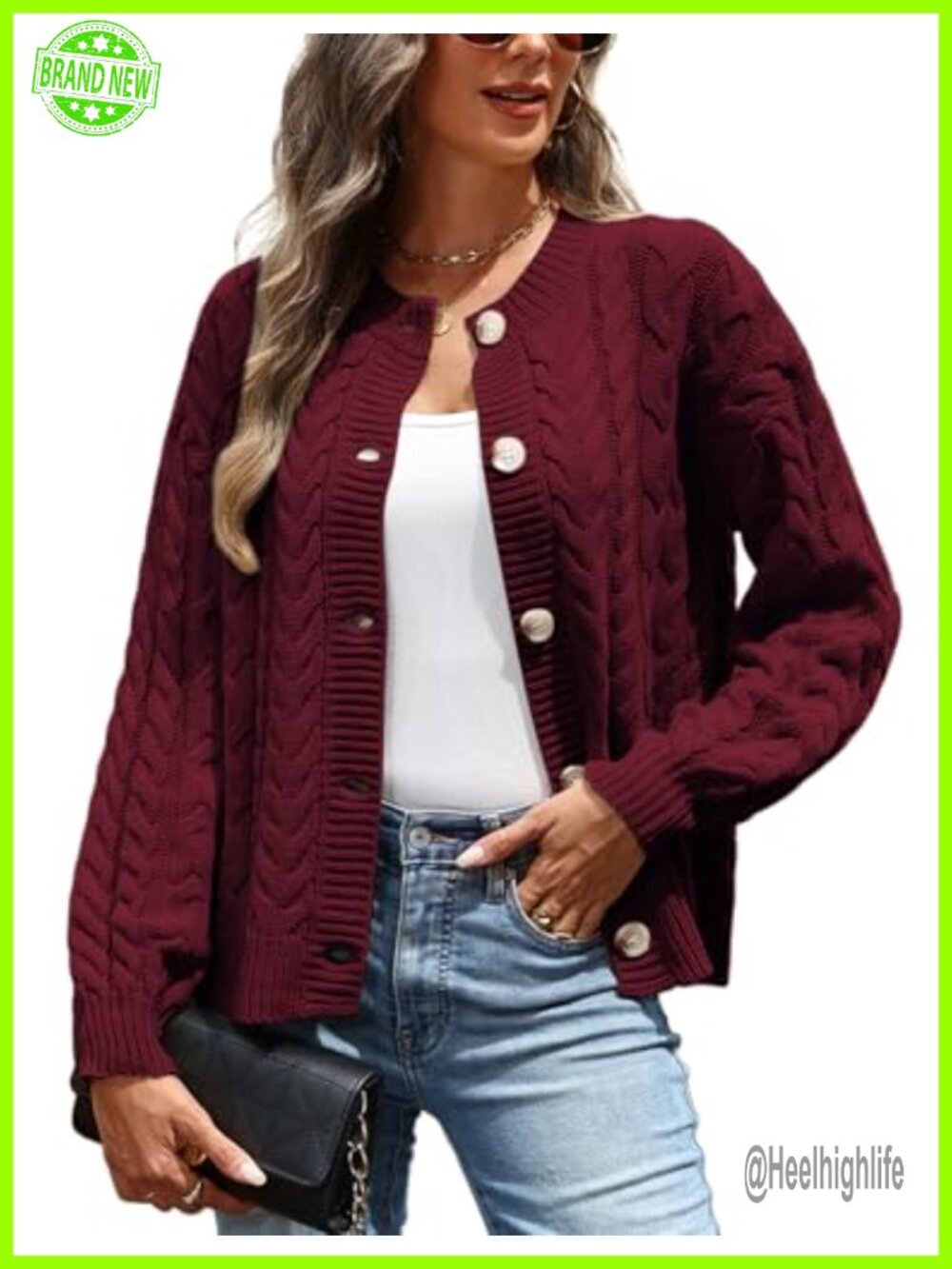 Cable Knit Button Down Cardigan Sweater Women's Long Sleeve Open Front